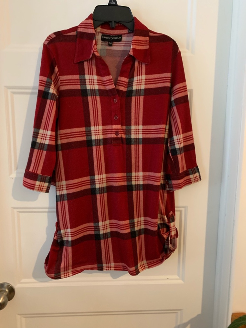 Candy Couture Red Plaid Tunic Top